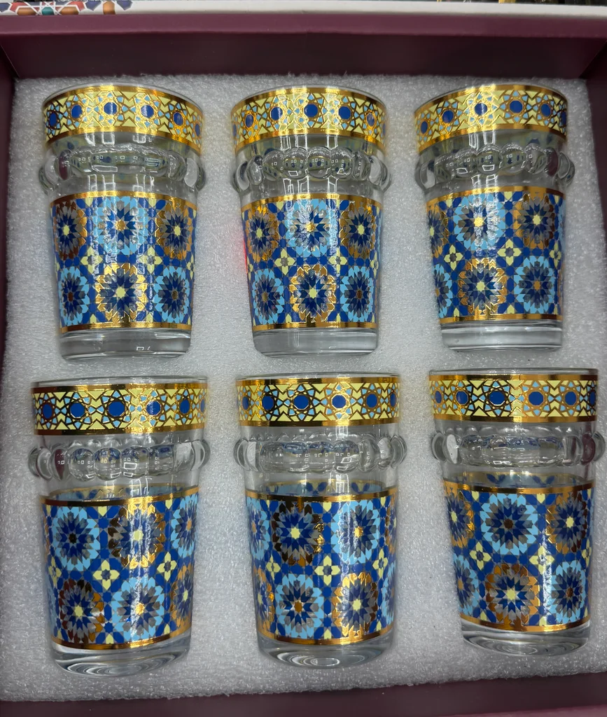 À vendre : Lot de 6 verres à thé orientaux – Bleu & Doré – 15€ – photo 6